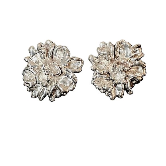 NEW Sterling Silver 142g - 1.25" Blossom Earrings Post & Lever Back NIB - Picture 1 of 8
